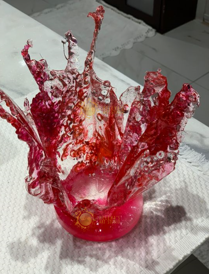 Crimson Red Sculpture Vase