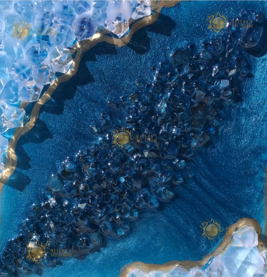 Blue geode painting