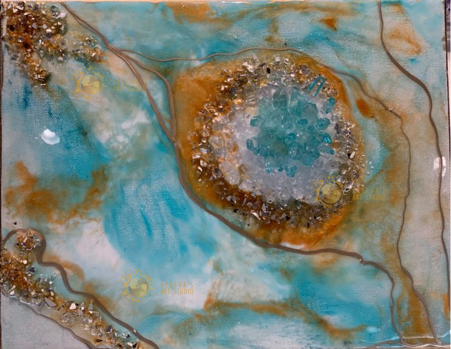 Coral Geode Abstract Wall Art