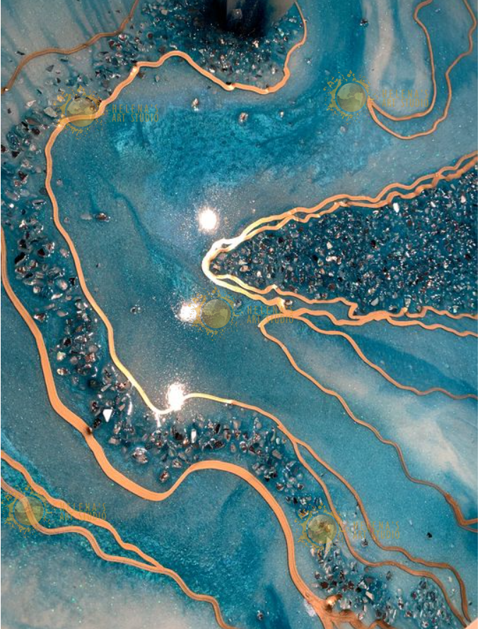 Ocean Blue Geode Art