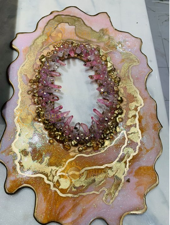 Pink and white Geode Abstract Art